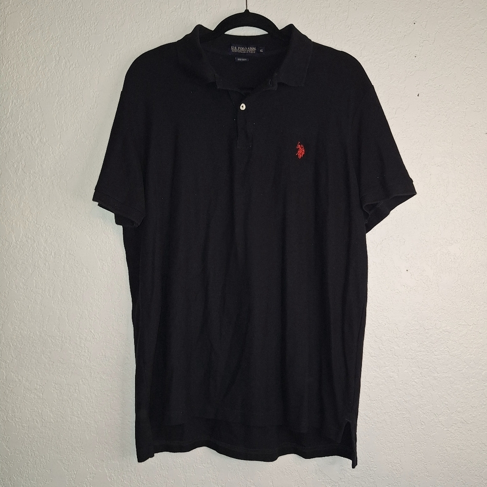 US Polo Assn Shirt Black Red Pony Cotton Short Sleeve Polo Mens XL